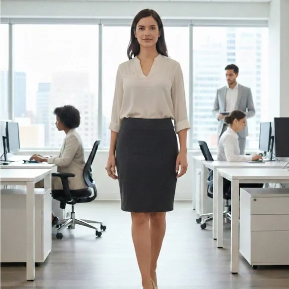 Ellen Tracy Charcoal Pencil Skirt - Picture 1 of 8